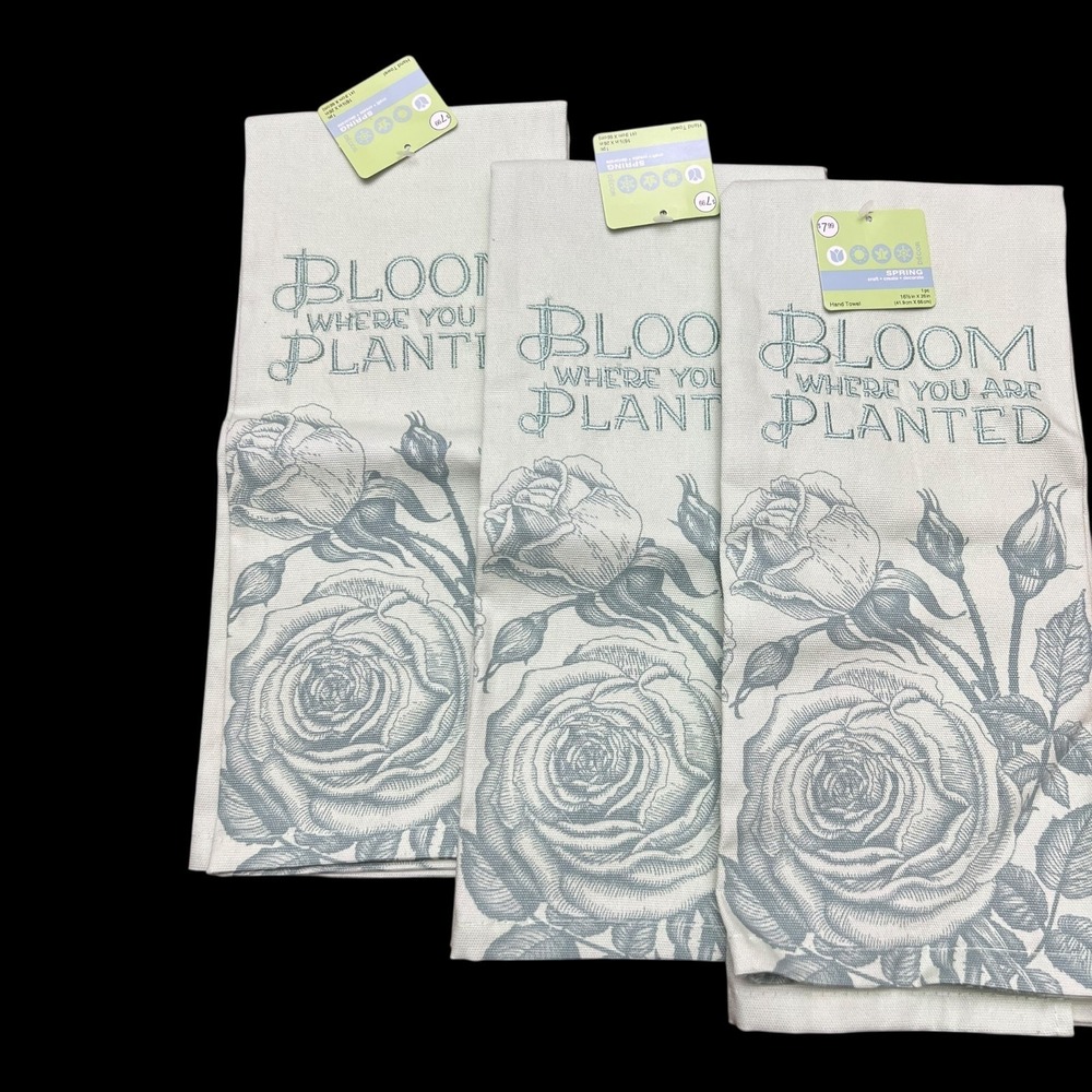 🌸 Bloom Where You Are Planted Spring Hand Towels | Floral Farmhouse Décor | New